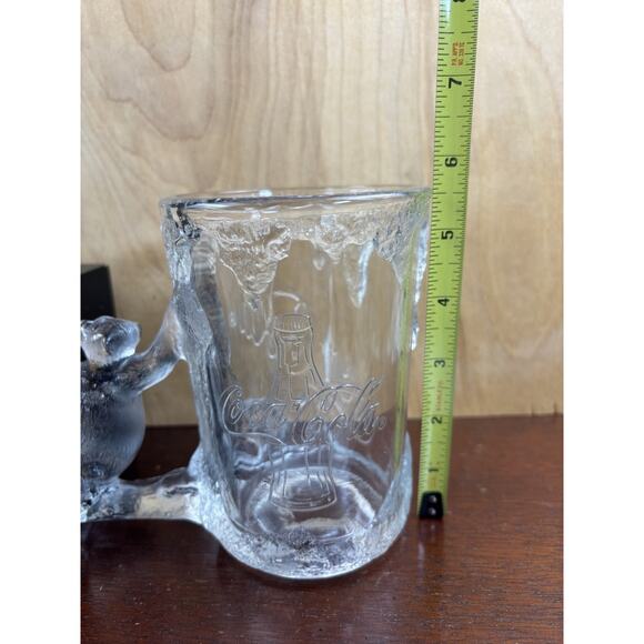 Vintage Coca-Cola Mug Thick Frosted Glass with Polar Bear Handle Very Rare 1997 - Picture 6 of 11